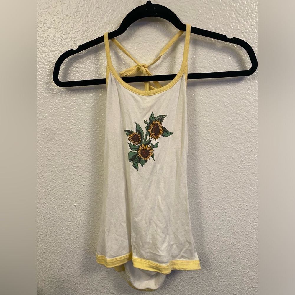 Sunflower Patterned American Eagle Halter Crop Top